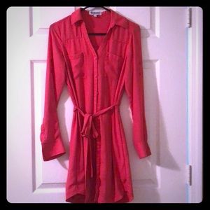 Express coral shirt dress